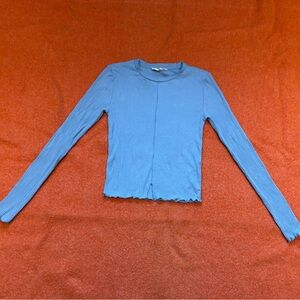 Women’s Long Sleeve Ribbed Tee - Blue